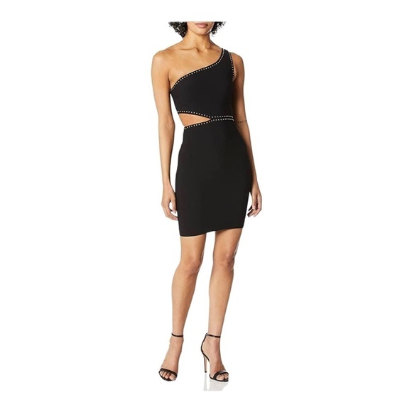 NEW LIKELY x Revolve Portia Studded Cutout One Shoulder Mini Dress Black Size 2 - Picture 4 of 12